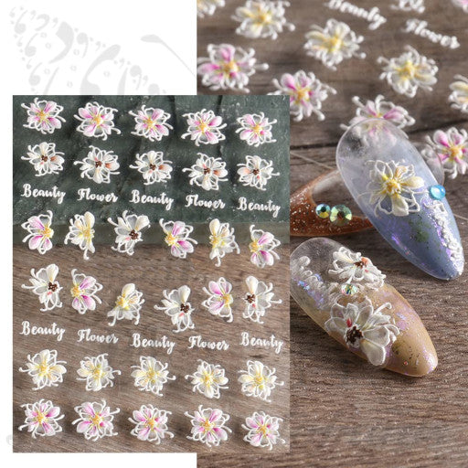 5D Embossed Flower Nail Art Stickers