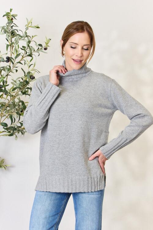 Alexandra Turtleneck Slit Sweater