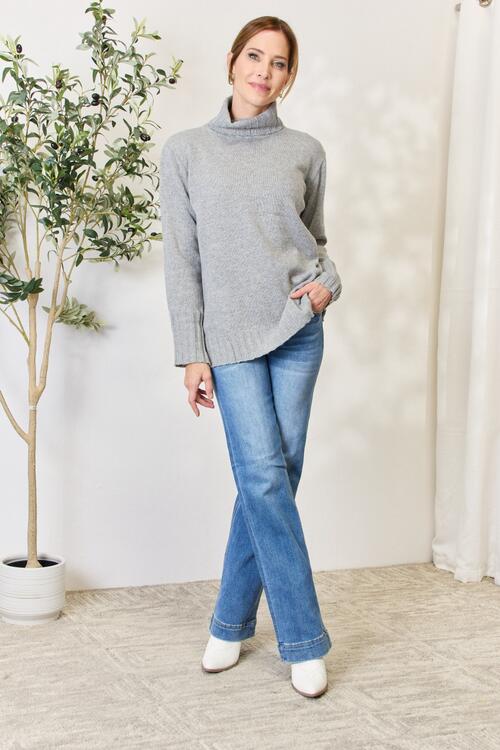 Alexandra Turtleneck Slit Sweater