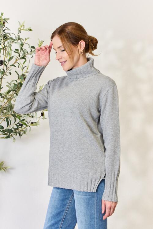 Alexandra Turtleneck Slit Sweater