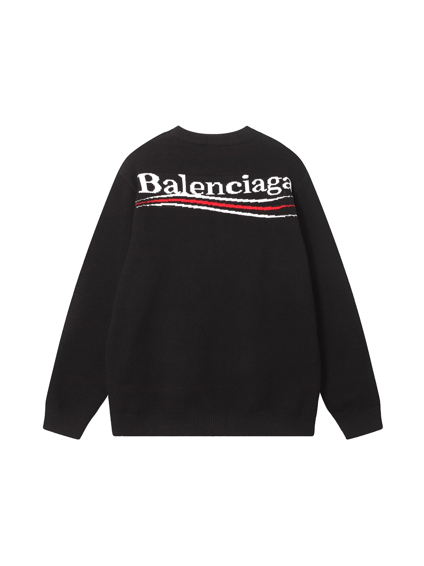 Balenciaga 23fw three-dimensional embroidered brand logo crew neck sweater Black 12.26