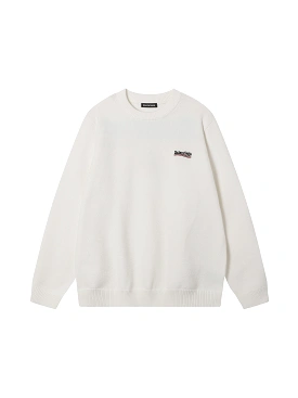 Balenciaga 23fw three-dimensional embroidered brand logo crew neck sweater White 12.26