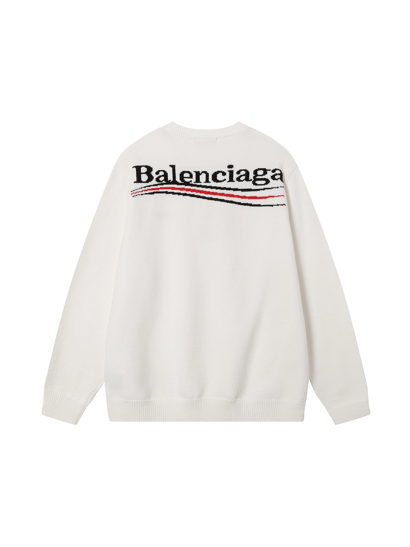 Balenciaga 23fw three-dimensional embroidered brand logo crew neck sweater White 12.26