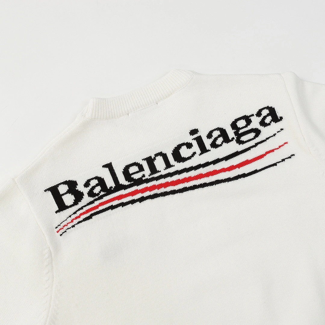 Balenciaga 23fw three-dimensional embroidered brand logo crew neck sweater White 12.26