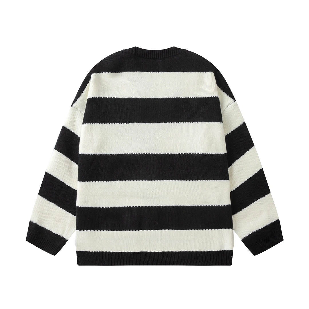 Balenciaga black and white striped V-neck sweater 12.26