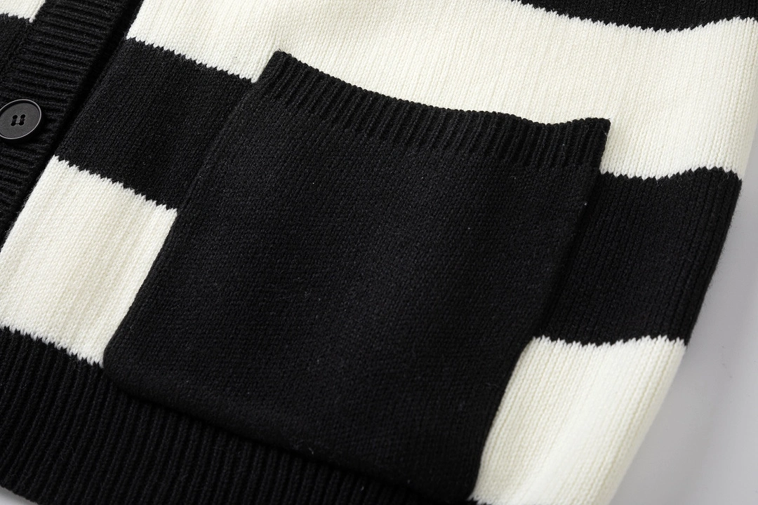 Balenciaga black and white striped V-neck sweater 12.26