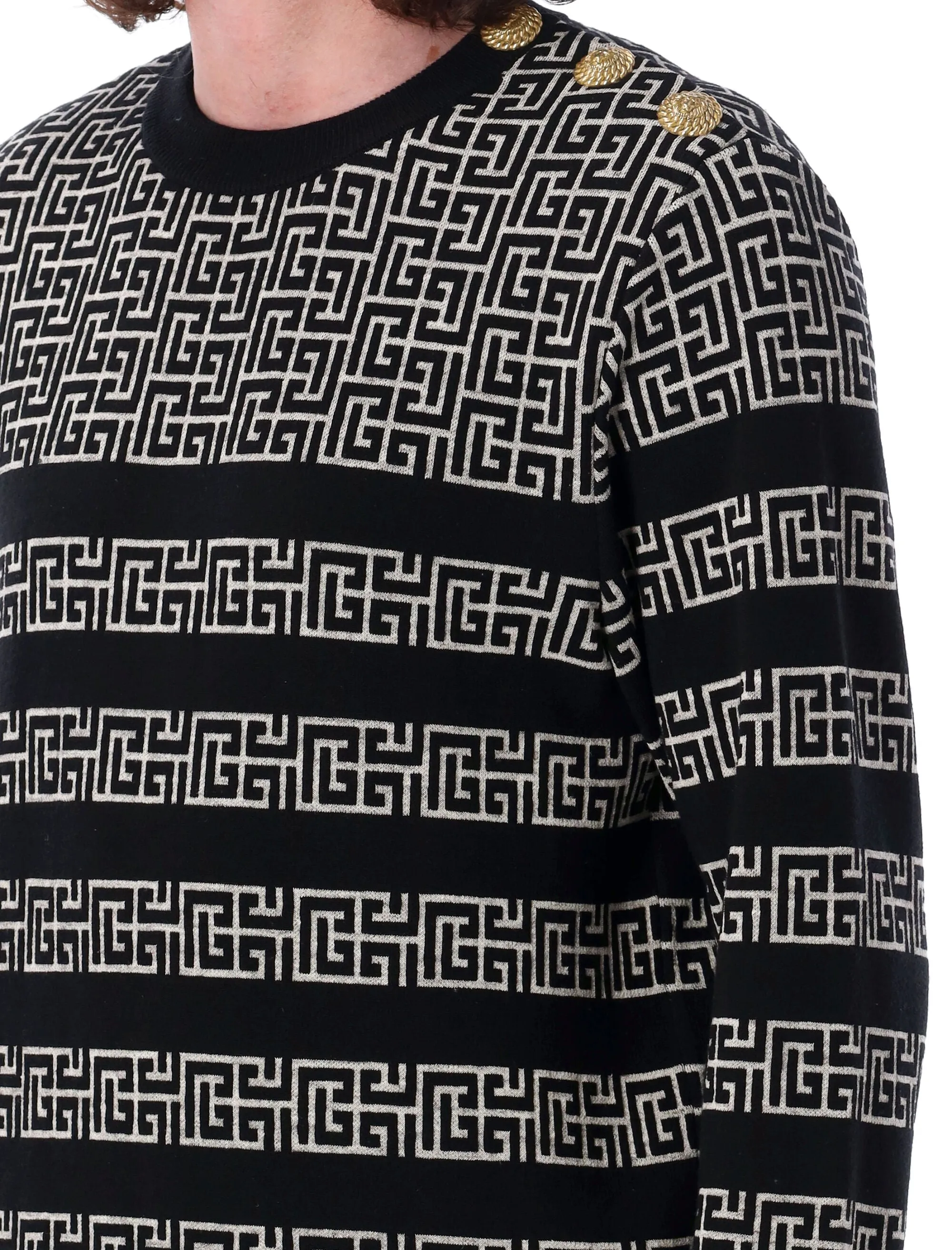 BALMAIN Monogram Crew Neck Sweater