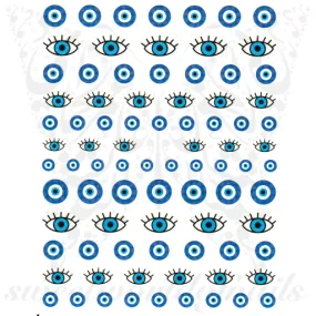 Blue Evil Eye Nail Art Nail Stickers