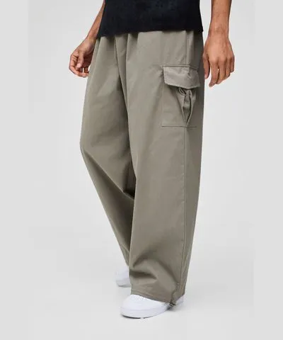 boohoo Mens Elasticated Waist Parachute Cargo Pants