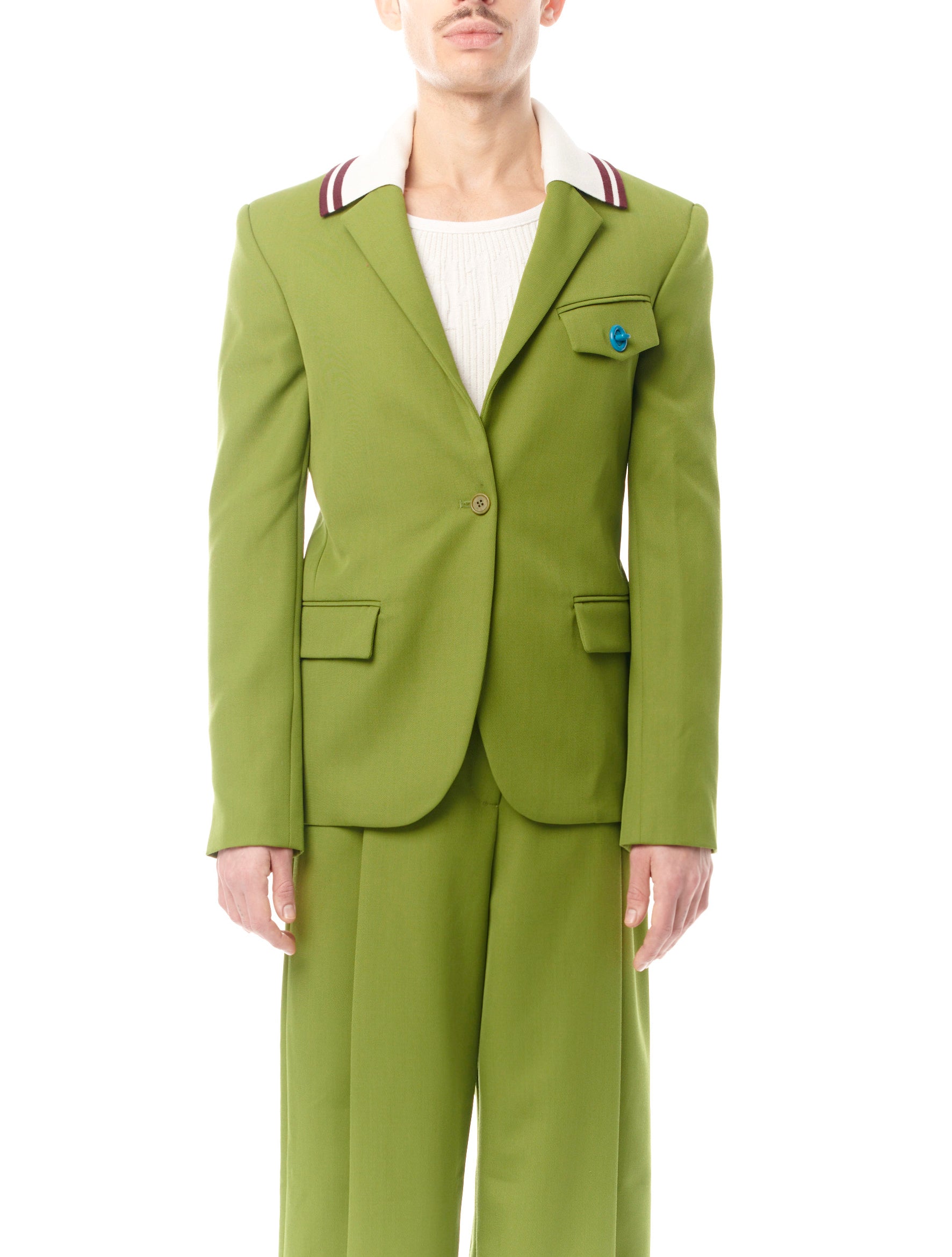 Botter Knitted Collar Green Blazer