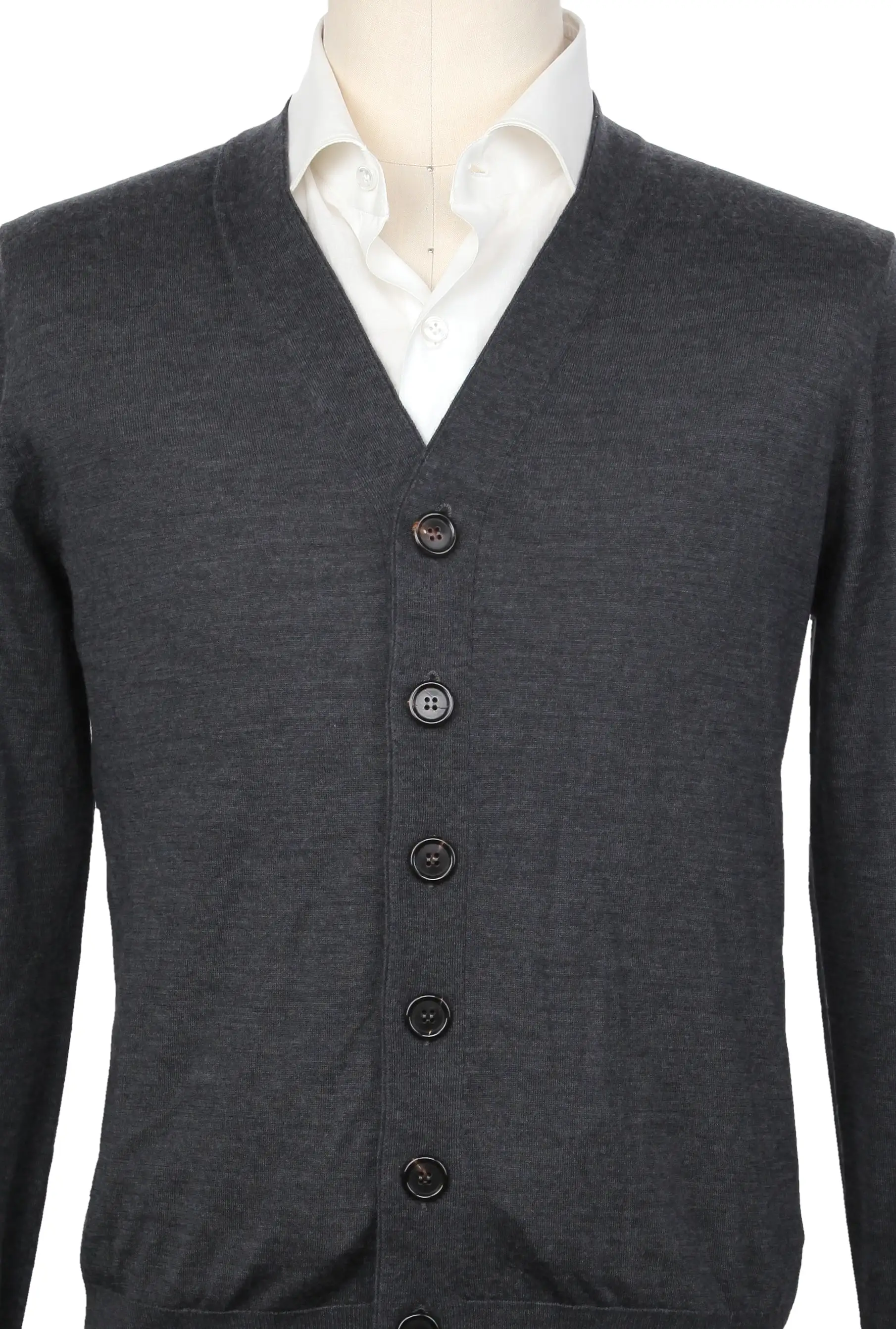 Brunello Cucinelli Dark Gray V-Neck Sweater