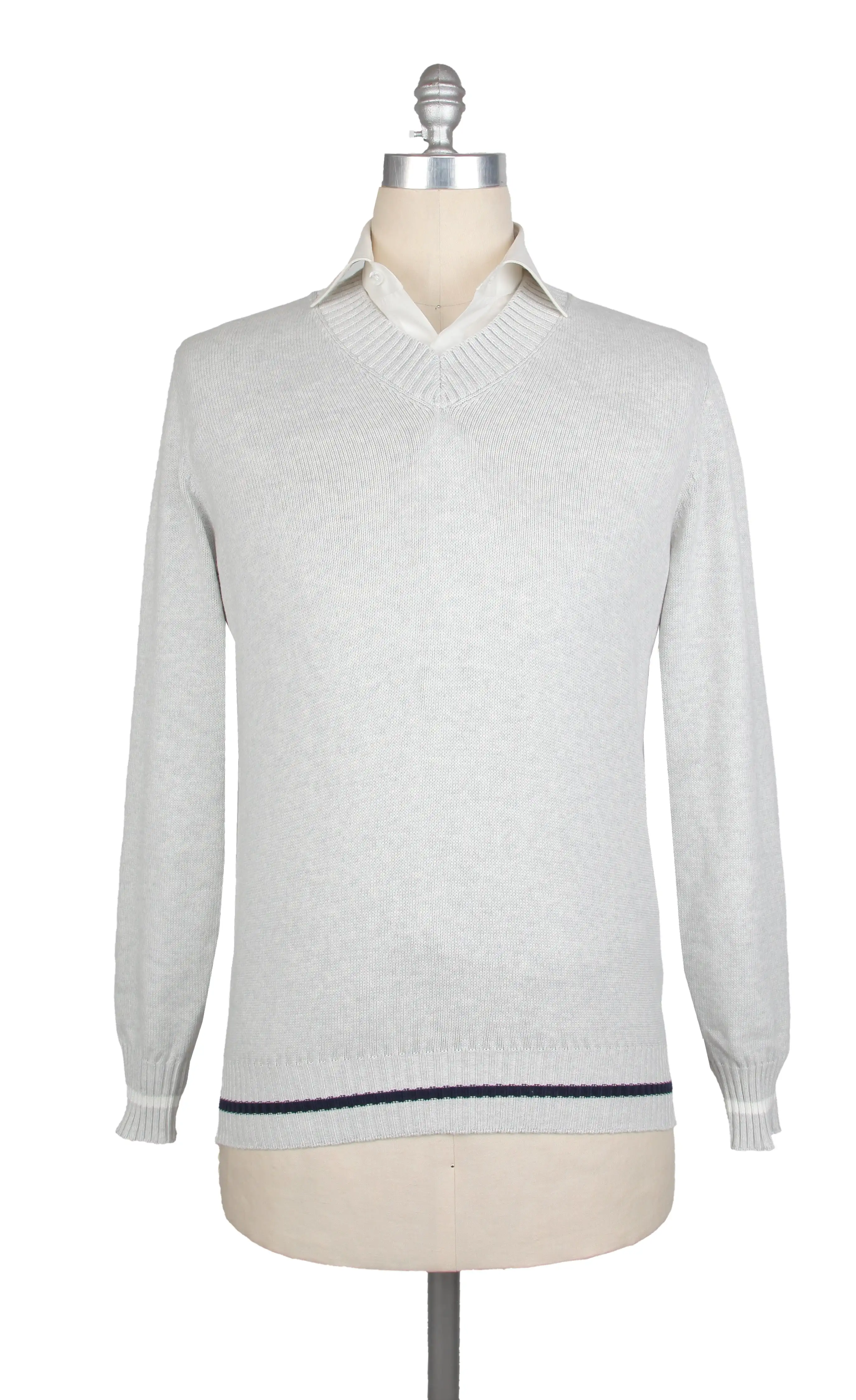 Brunello Cucinelli Light Gray V-Neck Sweater