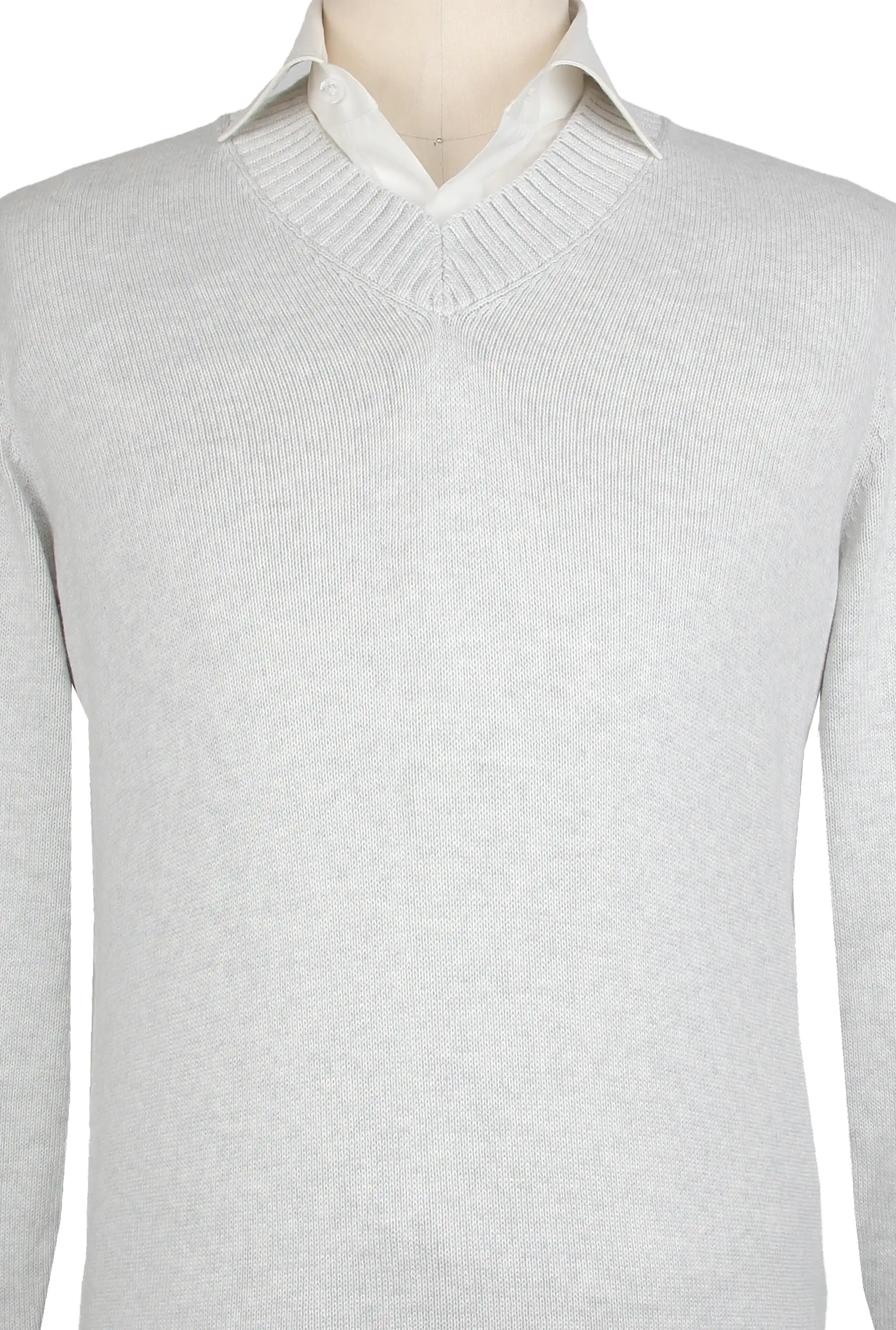 Brunello Cucinelli Light Gray V-Neck Sweater