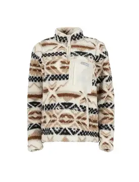 Columbia West Bend 1/4 Zip Sherpa Pullover Chalk Checkered Peaks / Chalk