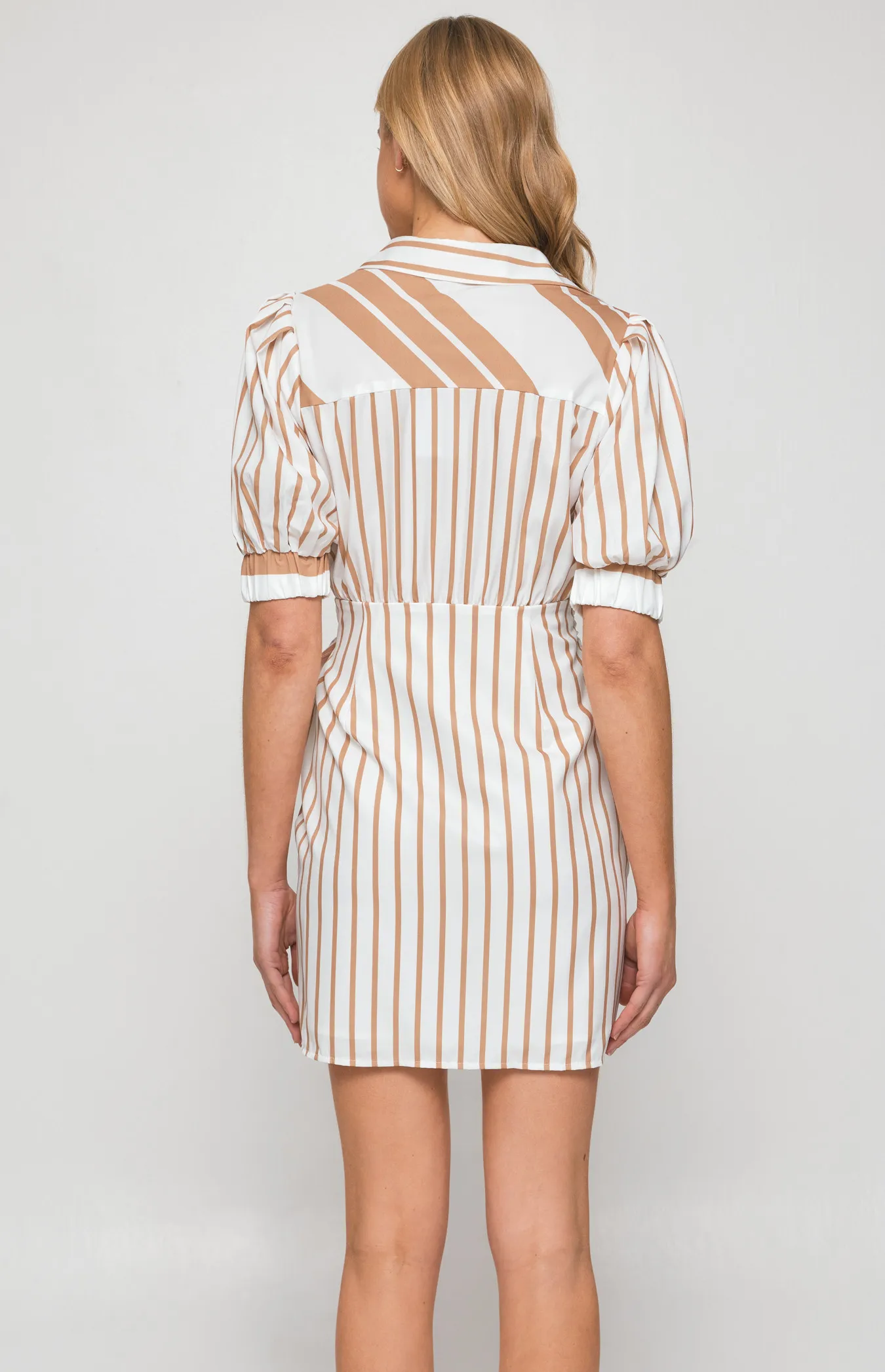 Contrast Stripe Shirt Dress with Front Tie Detail (SDR1274B)