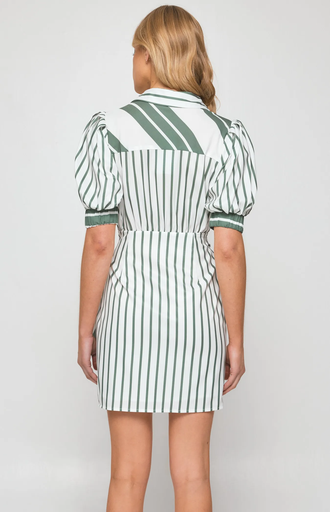 Contrast Stripe Shirt Dress with Front Tie Detail (SDR1274B)