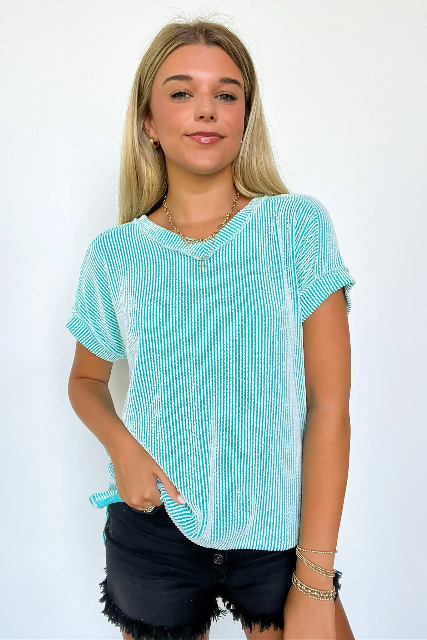 Cordelia V-Neck Rib Knit Top - BACK IN STOCK