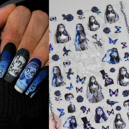 Corpse Bride nail art Halloween nail stickers