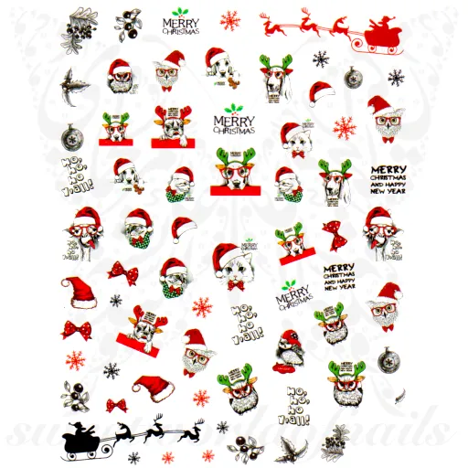 Dogs Cats Christmas Nail Art Nail Stickers