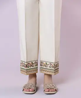 Embroidered Cambric Straight Pants