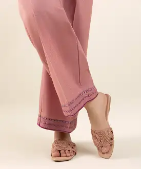 Embroidered Dobby Straight Pants