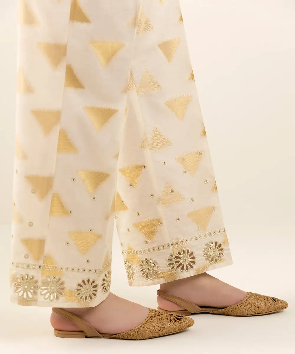 Embroidered Jacquard Straight Pants