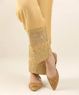 Embroidered Silk Cigarette Pants