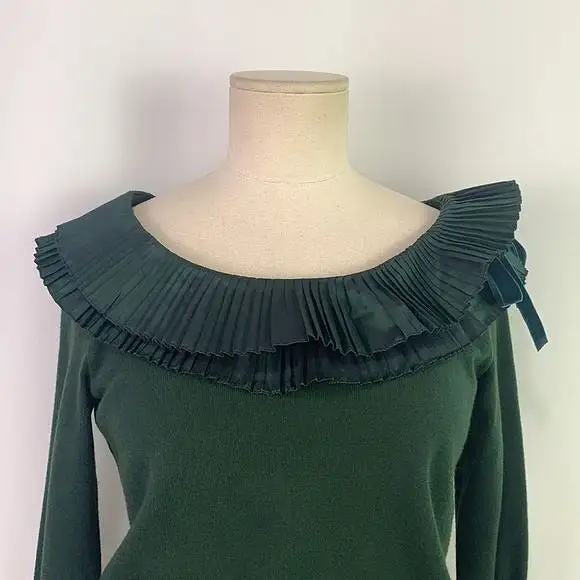 EtroGreenRuffle Neck Sweater