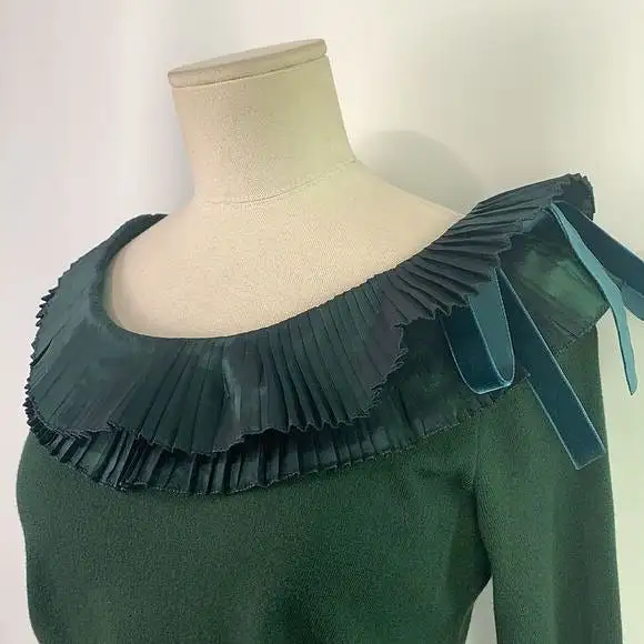 EtroGreenRuffle Neck Sweater