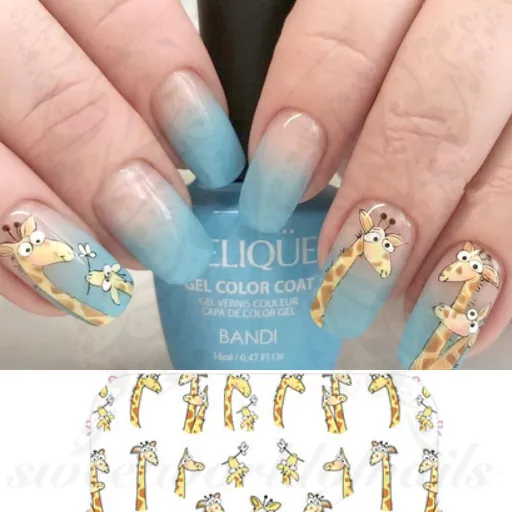 Giraffe Nails Cute Animal Nail Stickers