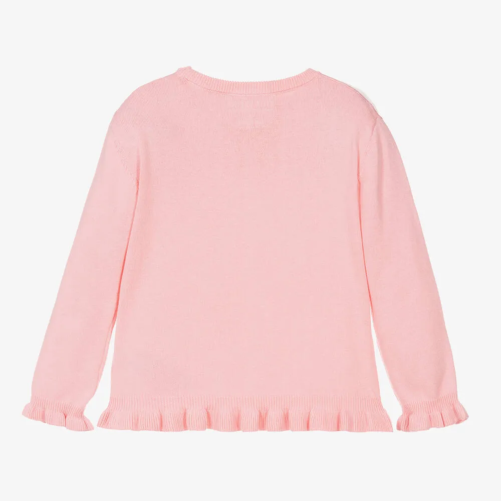 Girls Pink Cotton Knit Sweater