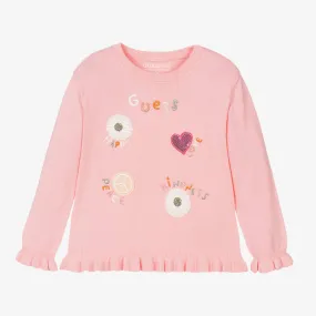 Girls Pink Cotton Knit Sweater