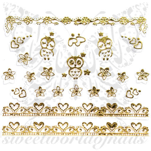 Gold Owls Nail Stickers Nail Decoration