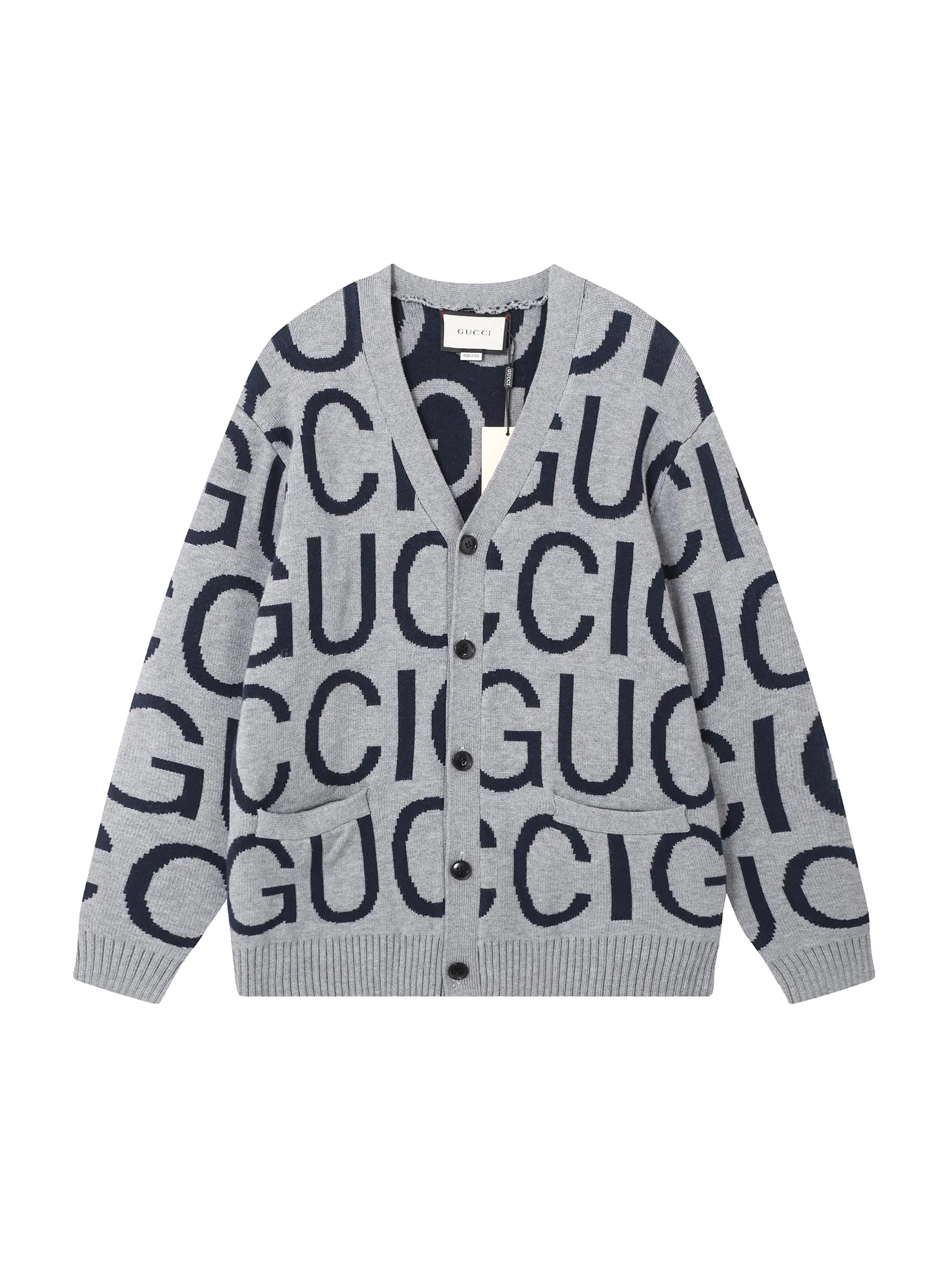 GUCCI 24 early spring series jacquard knitted crew neck sweater Gery 12.26