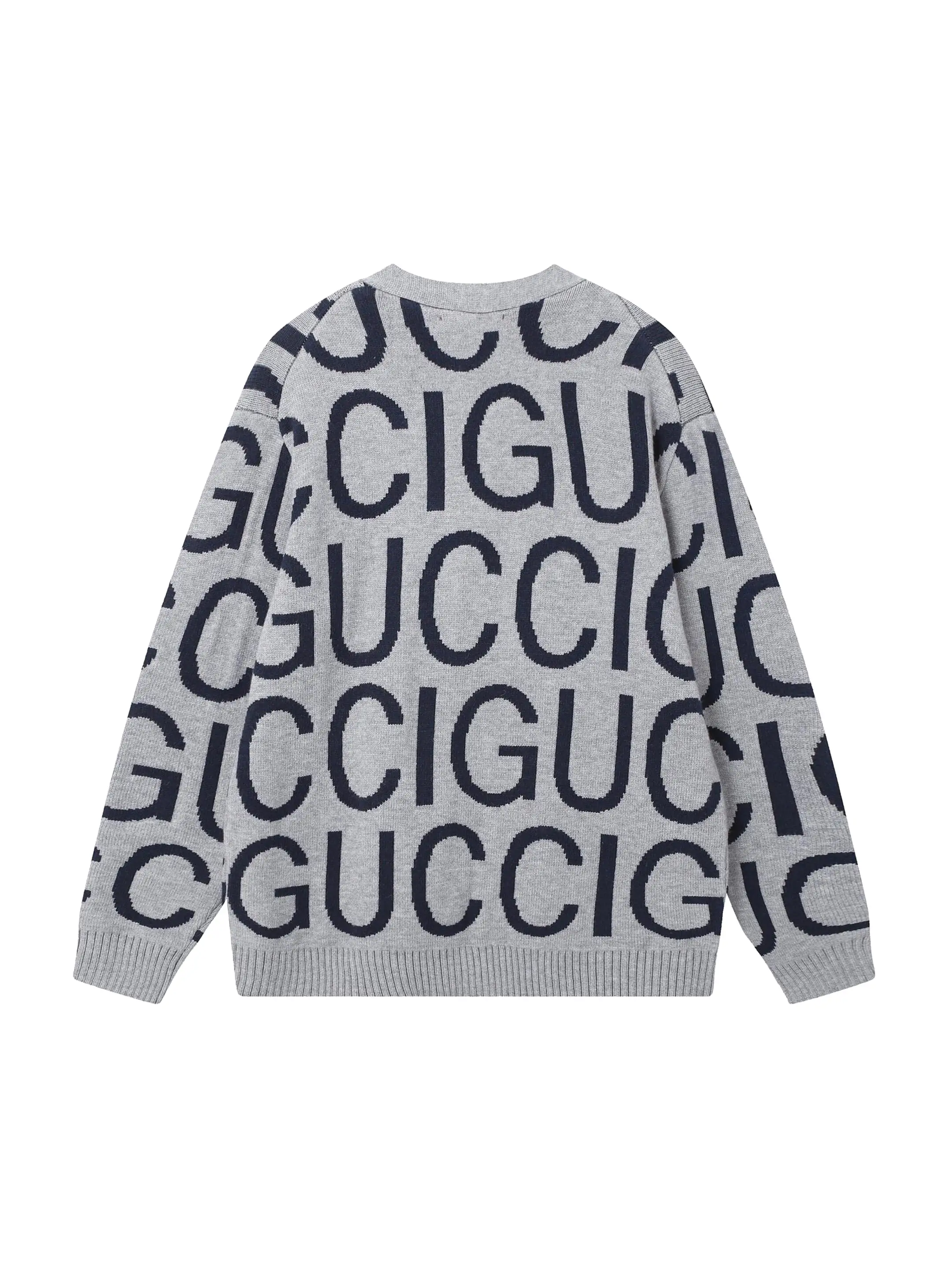 GUCCI 24 early spring series jacquard knitted crew neck sweater Gery 12.26