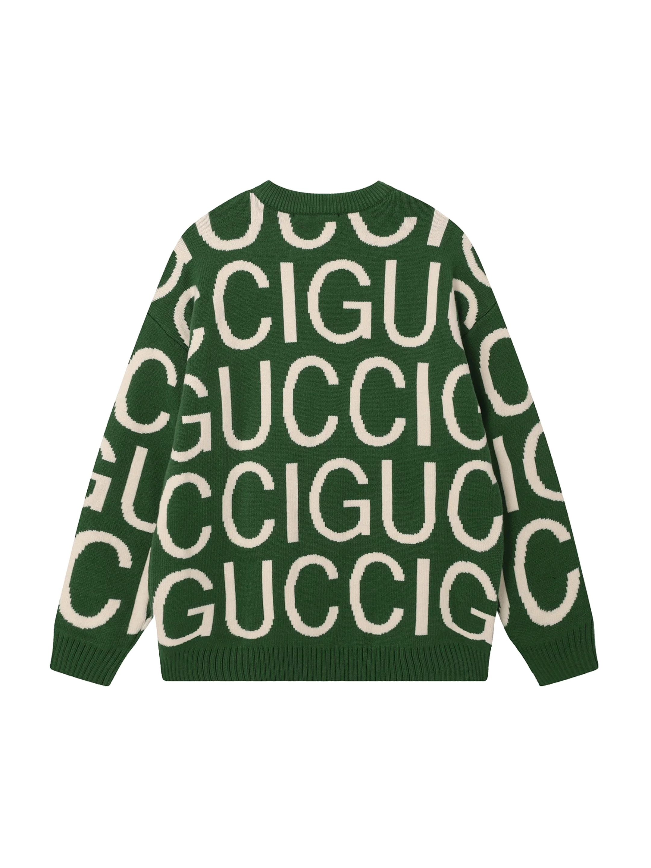 GUCCI 24 early spring series jacquard knitted crew neck sweater Green 12.26