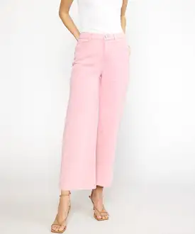 High Waisted Wide Leg Pants - Pink