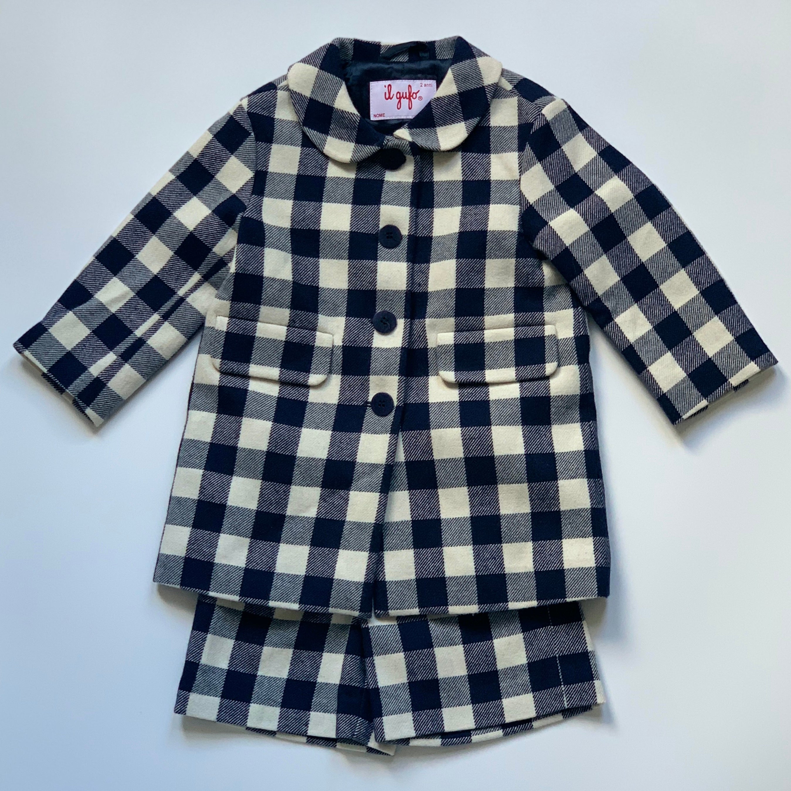 Il Gufo Blue And White Check Shorts: 2 Years (Brand New)