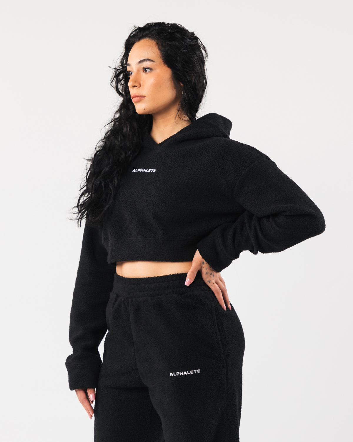 King Crop Hoodie - Black