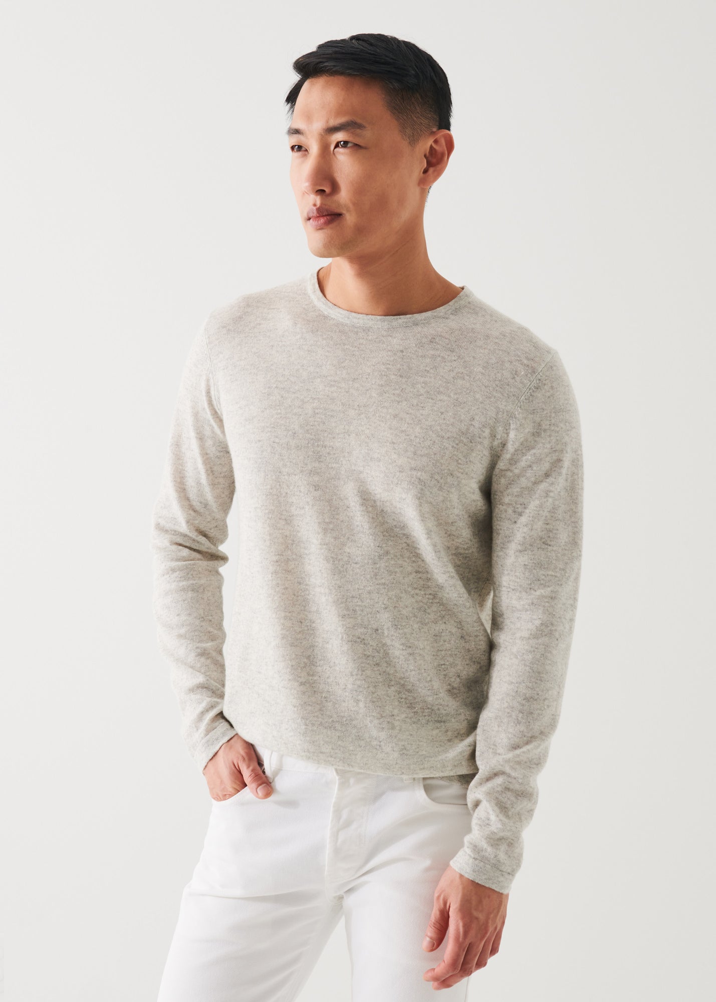 LINEN BLEND CREWNECK SWEATER