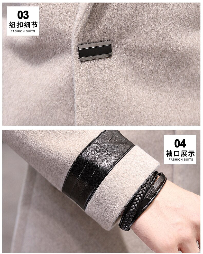 Men's Casual Winter Warm Solid Pattern Single Breasted Jacket Coat