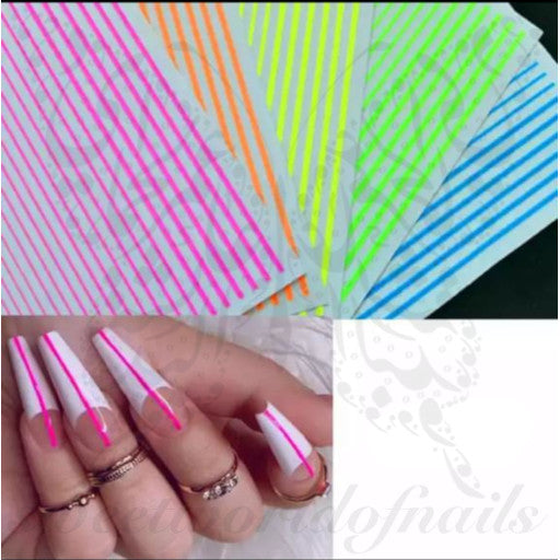 Neon Colorful Lines Nail Art Stickers