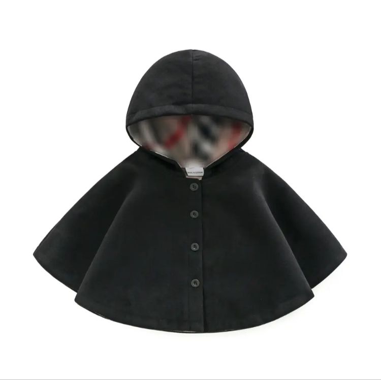 NEW winter fashion kids baby girl clothes cape pattern black red cotton hooded plaid style Coat jackets baby girls cape cloaks S