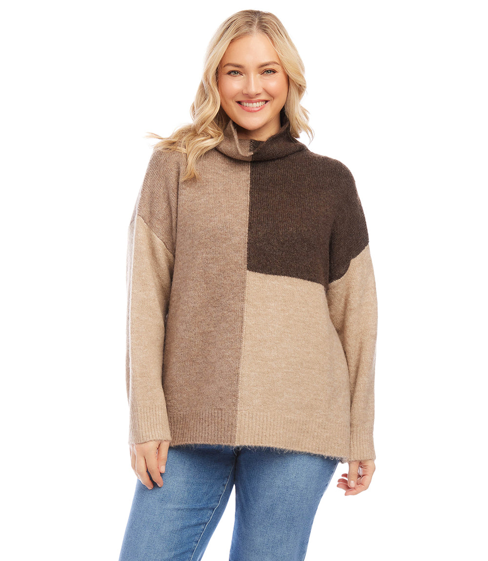 Plus Size Colorblock Sweater