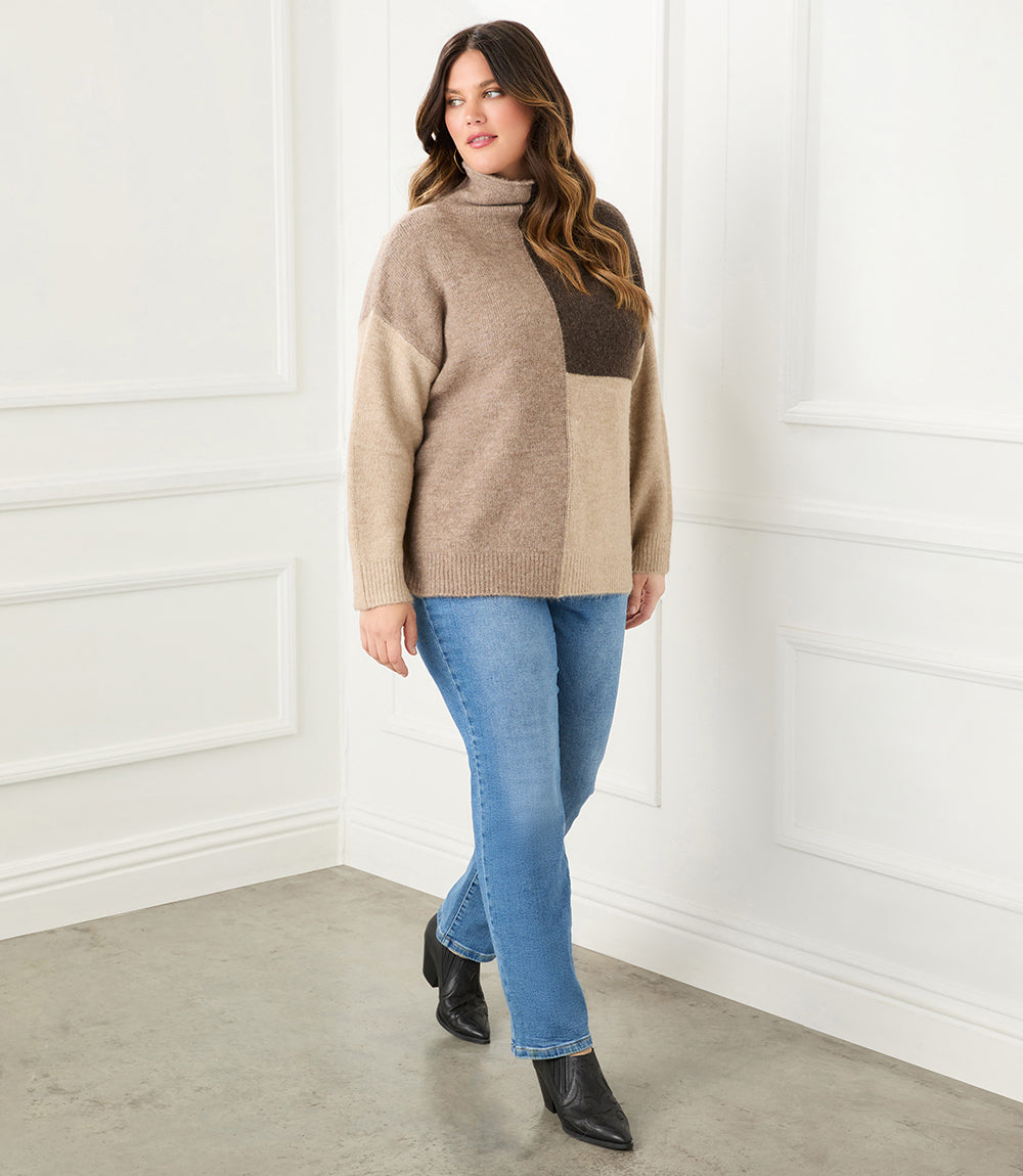 Plus Size Colorblock Sweater