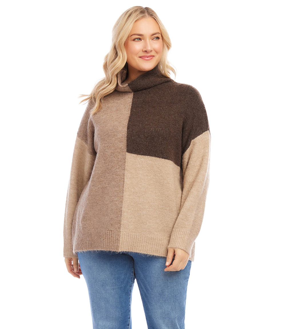 Plus Size Colorblock Sweater