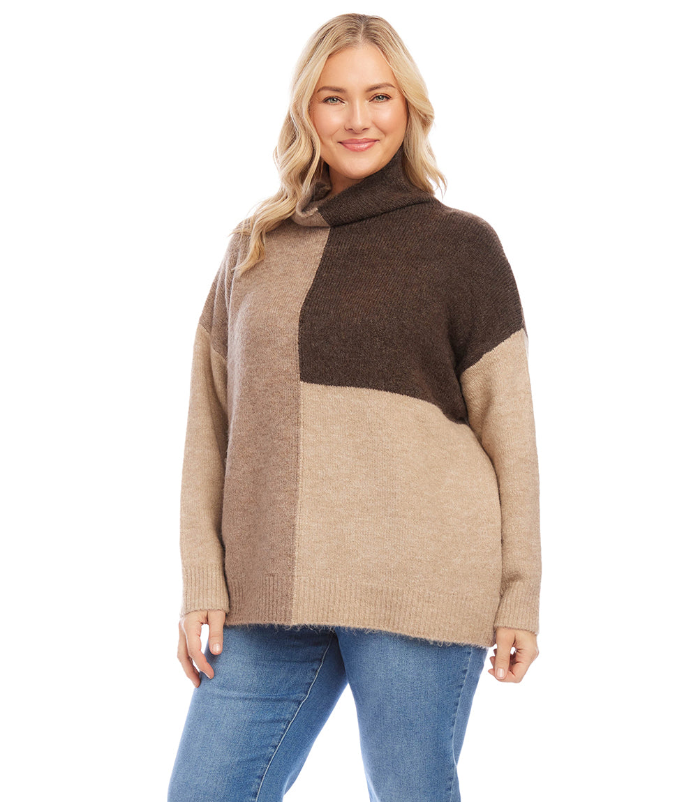 Plus Size Colorblock Sweater