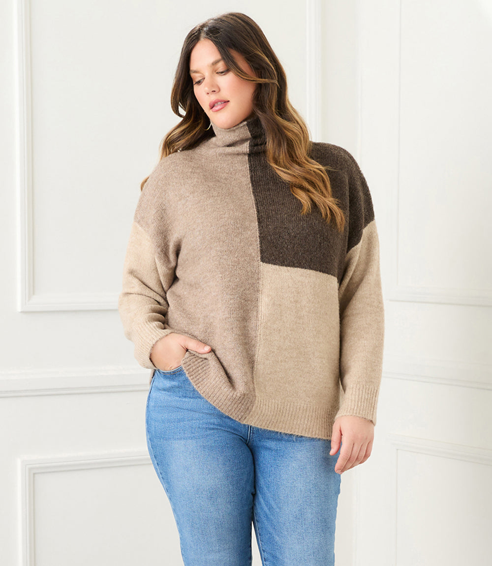 Plus Size Colorblock Sweater