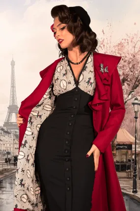 Poodles In Paris Coat (Burgundy/Red)