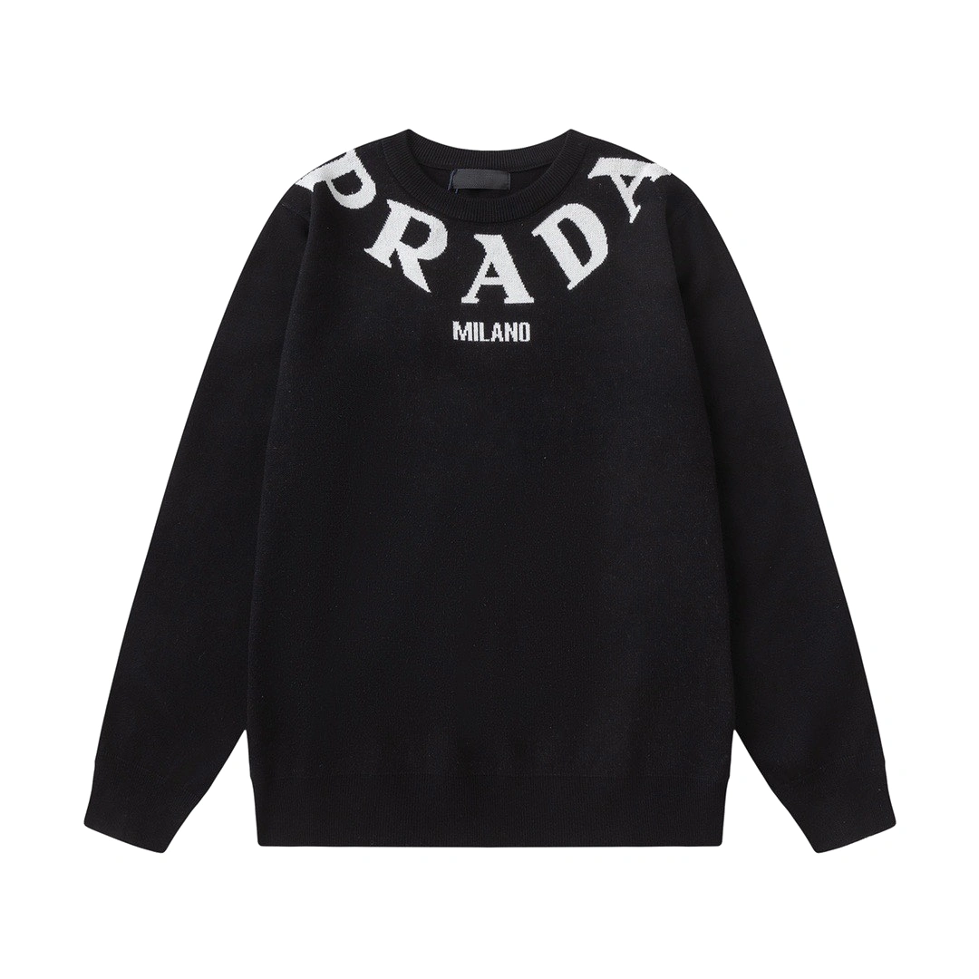 Prada chest necklace letter surround three-dimensional crew neck sweater 12.26